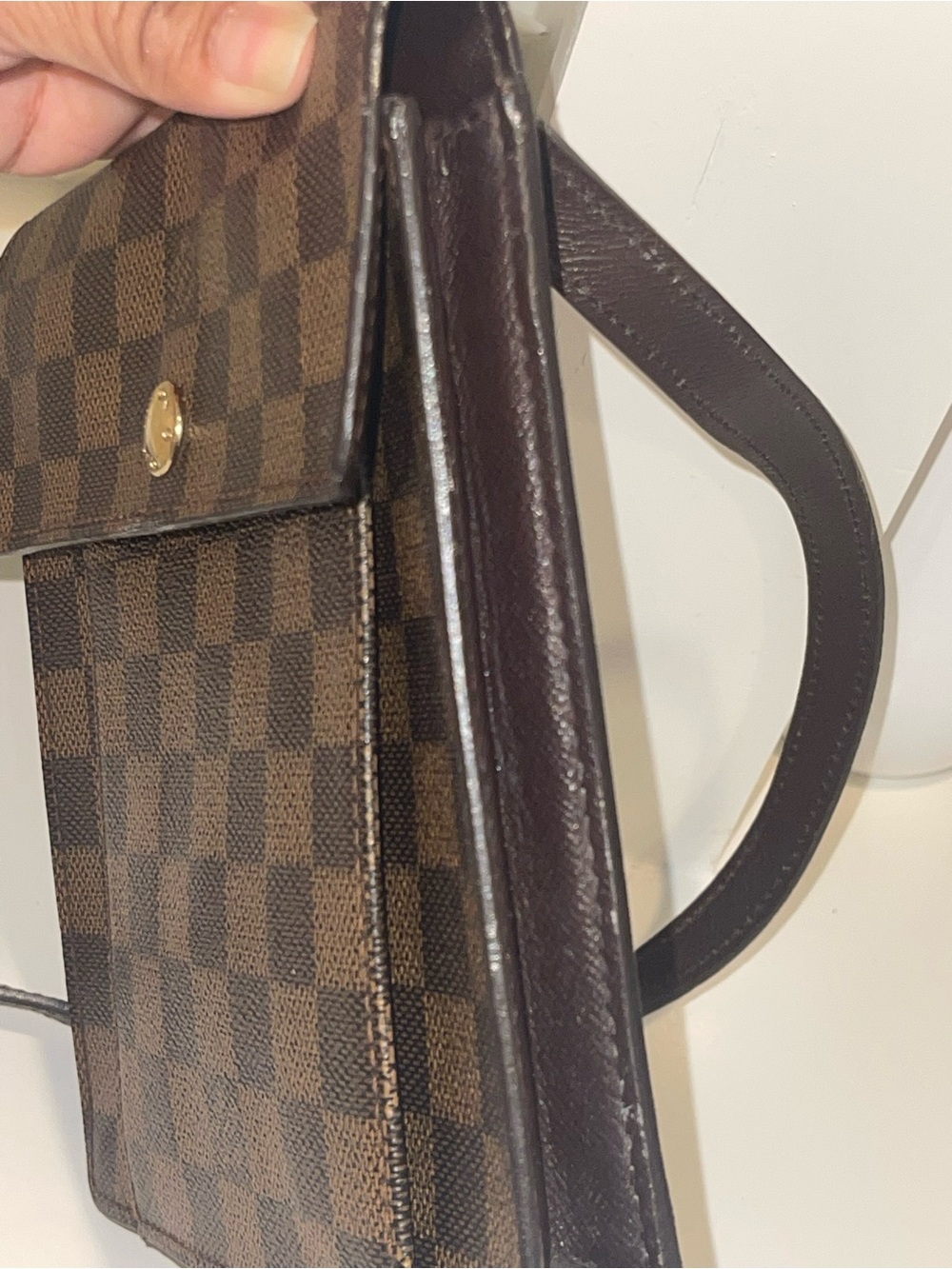 Authentic Vintage Louis Vuitton Damier Ebene Brown Crossbody Gold Hardware Snap - Picture 13 of 16